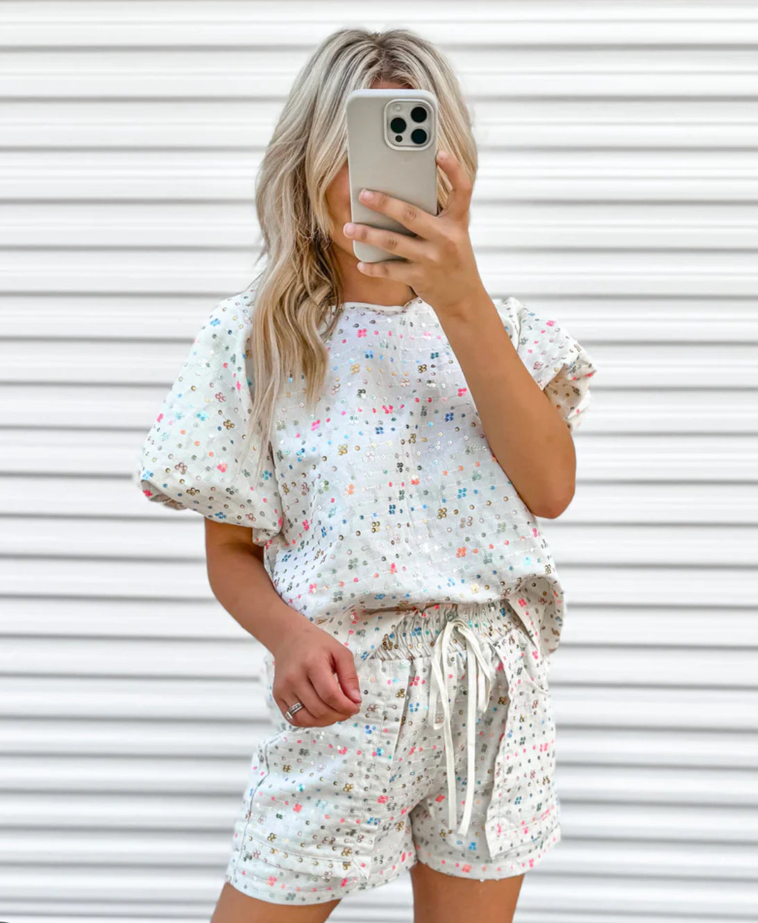Confetti Detail Sequin Set -Shorts