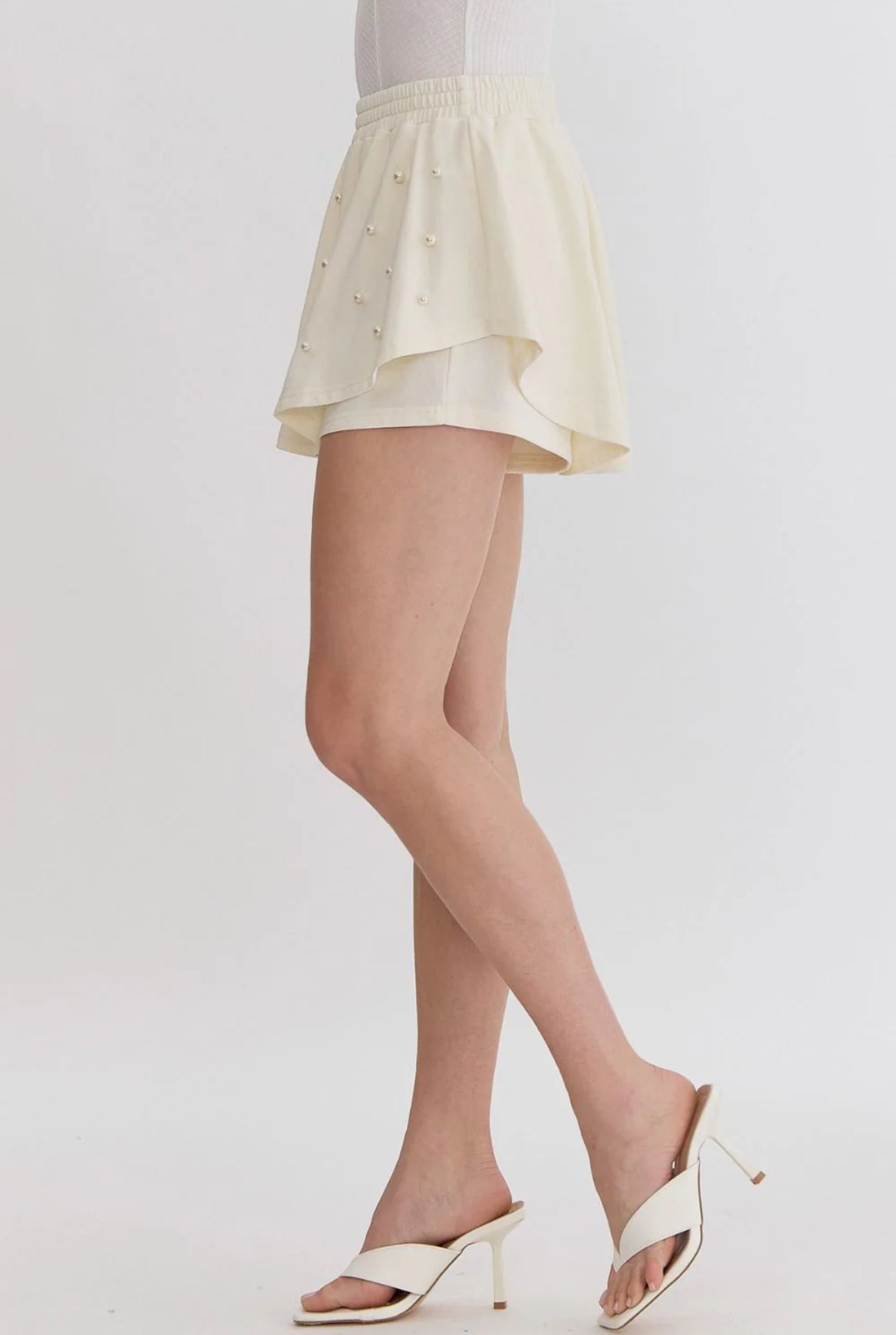 Pearl Details Skort in Cream