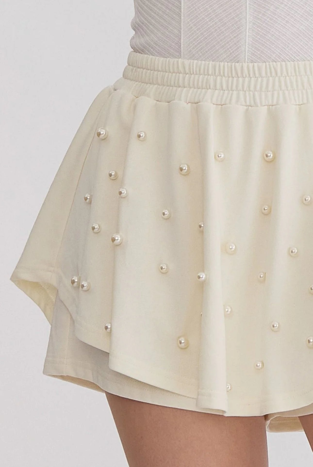 Pearl Details Skort in Cream
