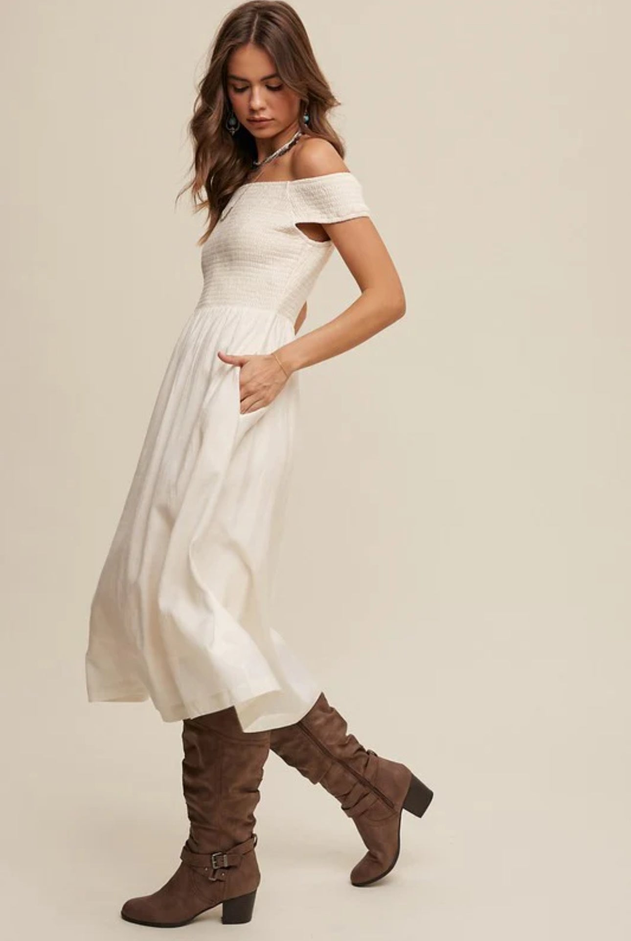 Cream Midi Dress