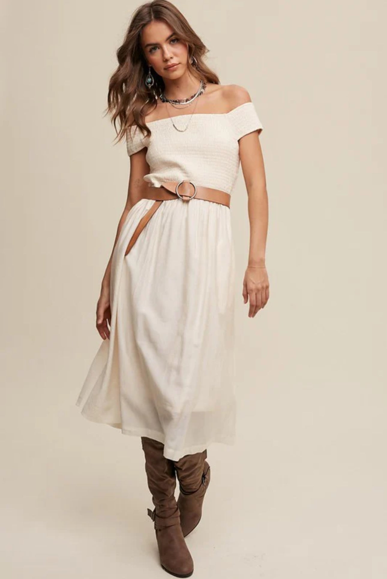 Cream Midi Dress