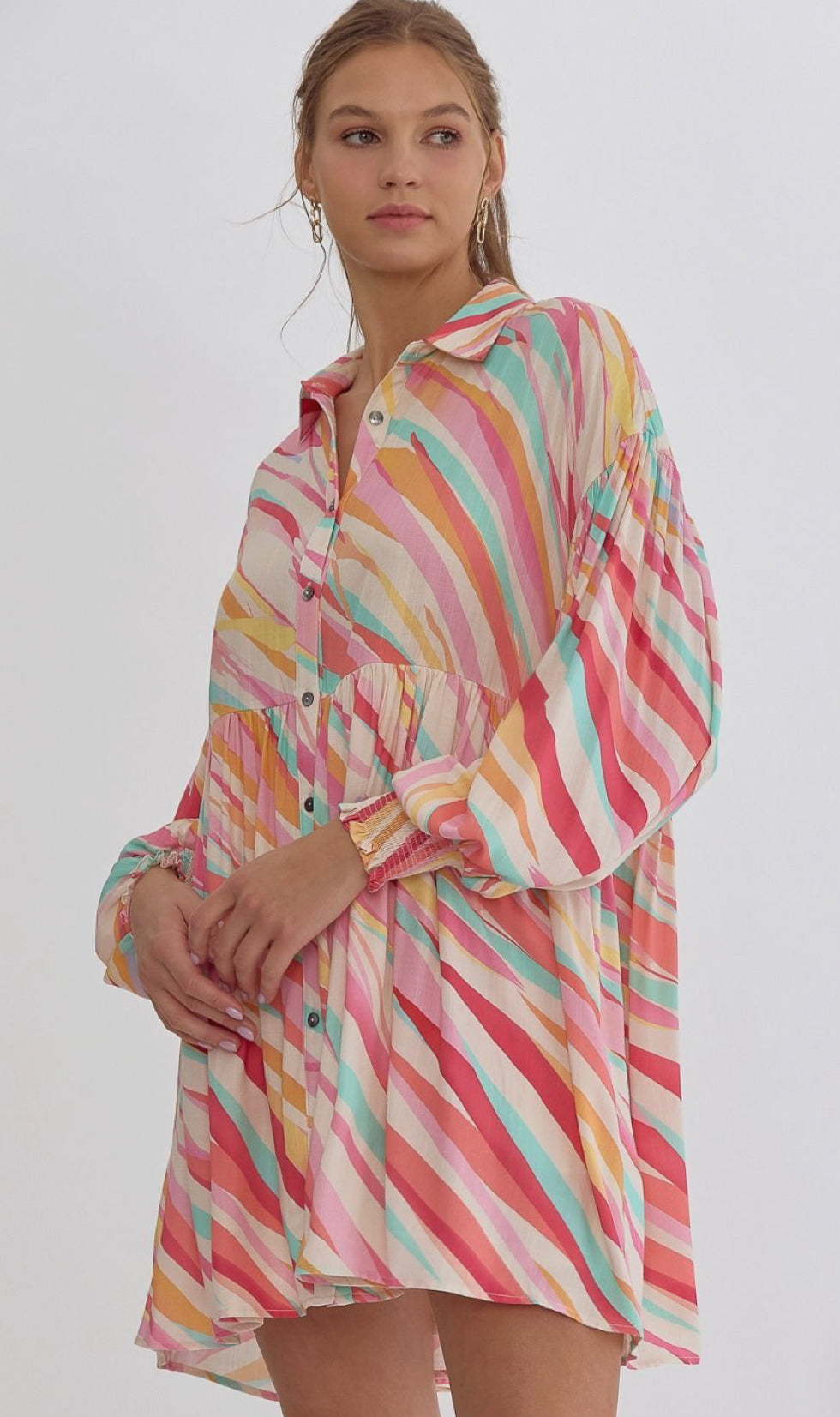 Abstract Button-Down Dress