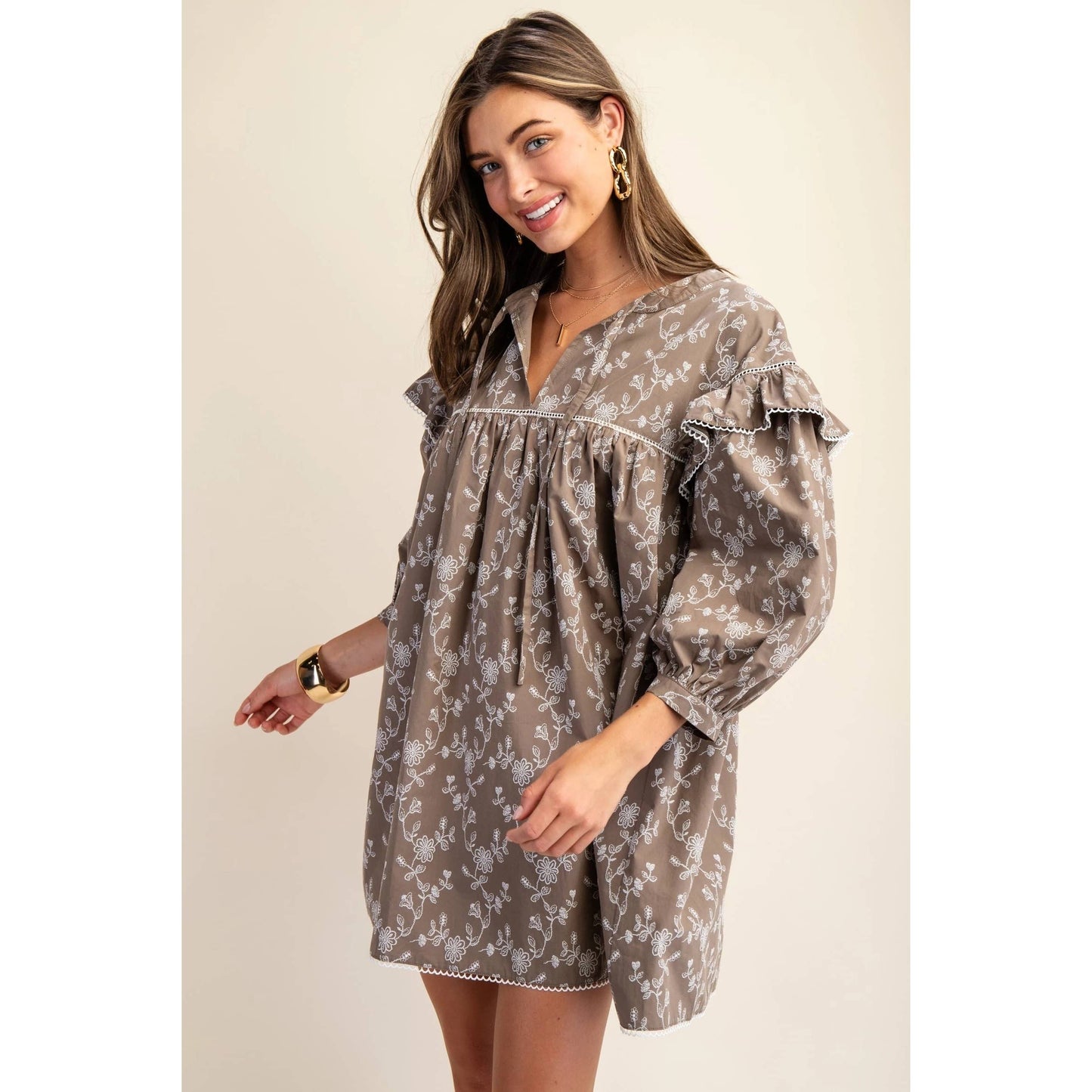 Vintage Floral Print Mini Dress