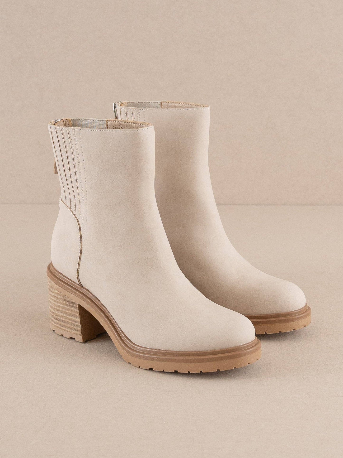 The Megan | Light Beige Lug Chelsea Bootie