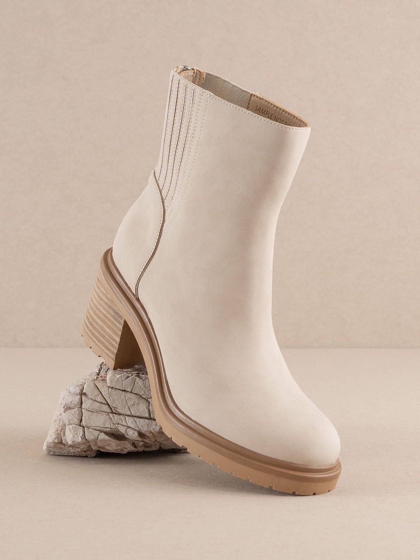 The Megan | Light Beige Lug Chelsea Bootie