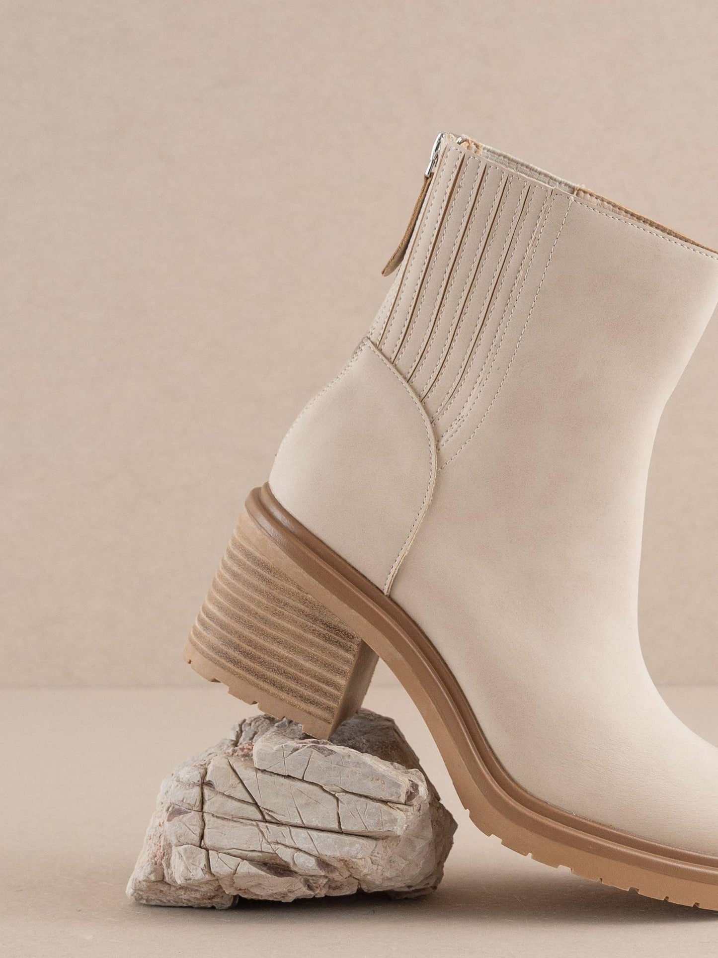 The Megan | Light Beige Lug Chelsea Bootie