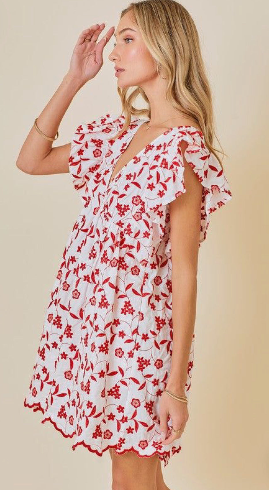 Ruffle Sleeve Mini Dress