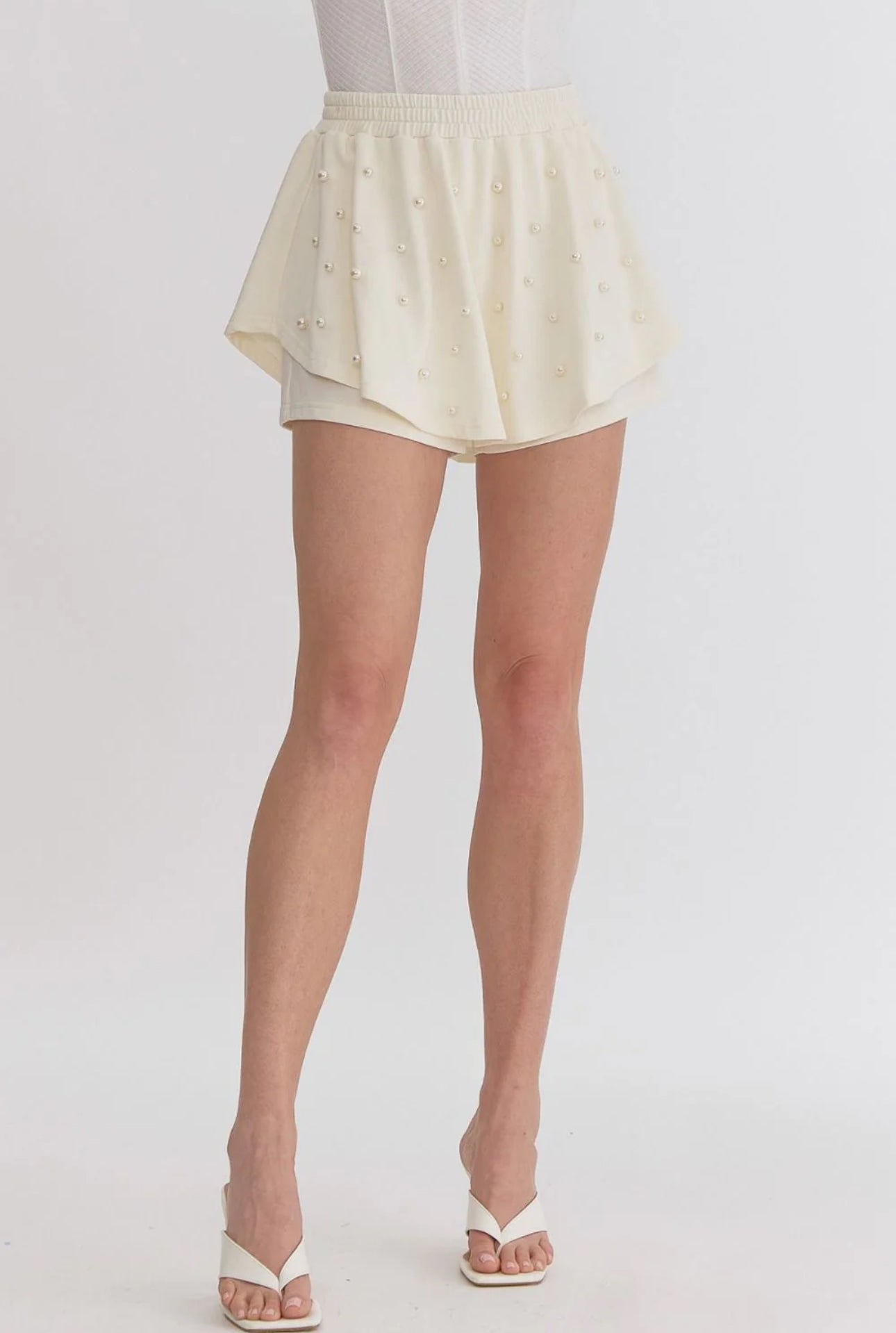 Pearl Details Skort in Cream