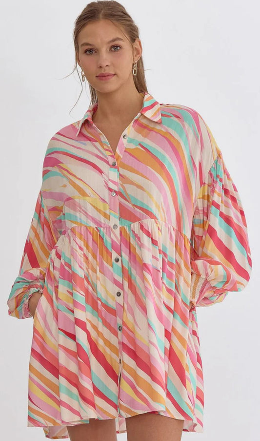 Abstract Button-Down Dress