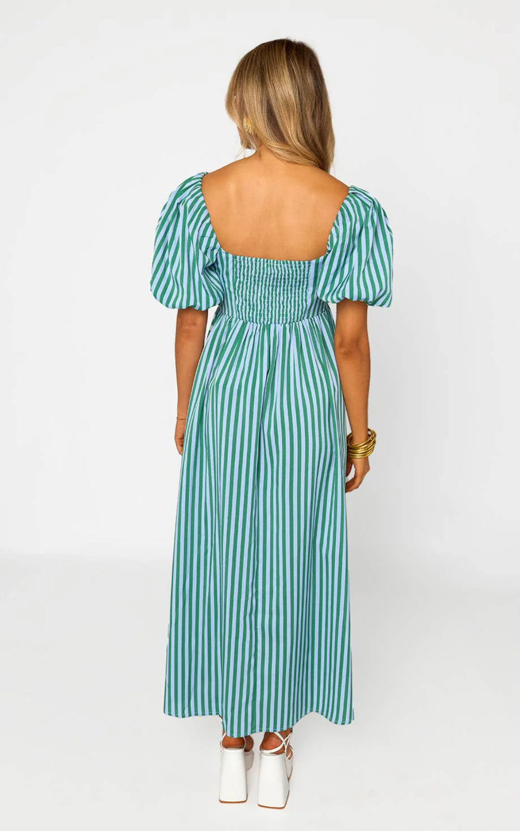 Aqua Striped Maxi Dress