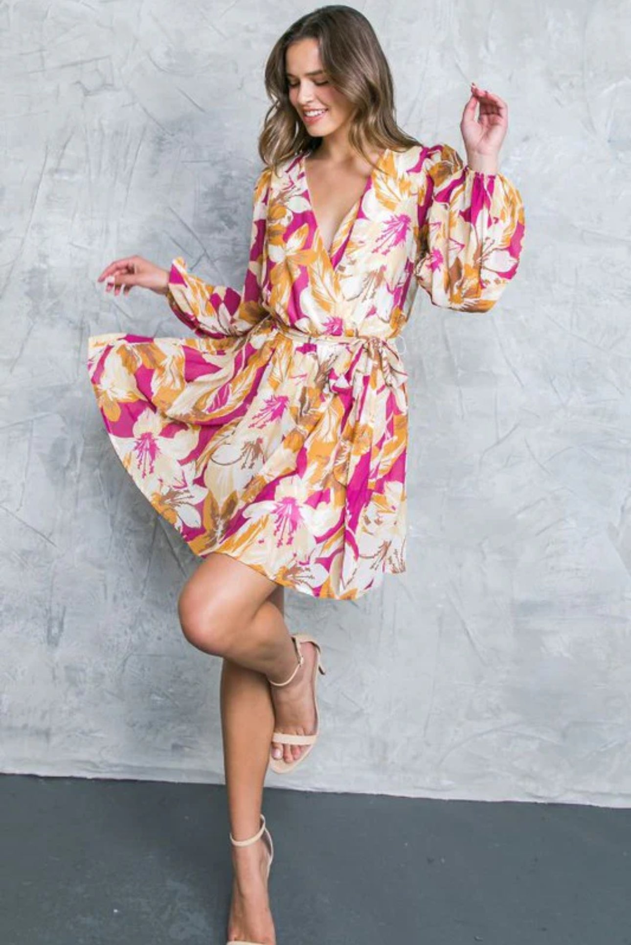 Multi-Color Floral Tie Dress