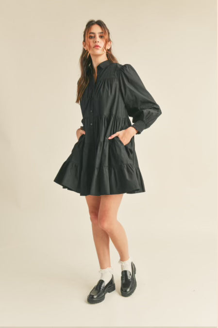 Tiered Black Mini Dress