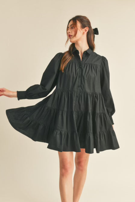 Tiered Black Mini Dress